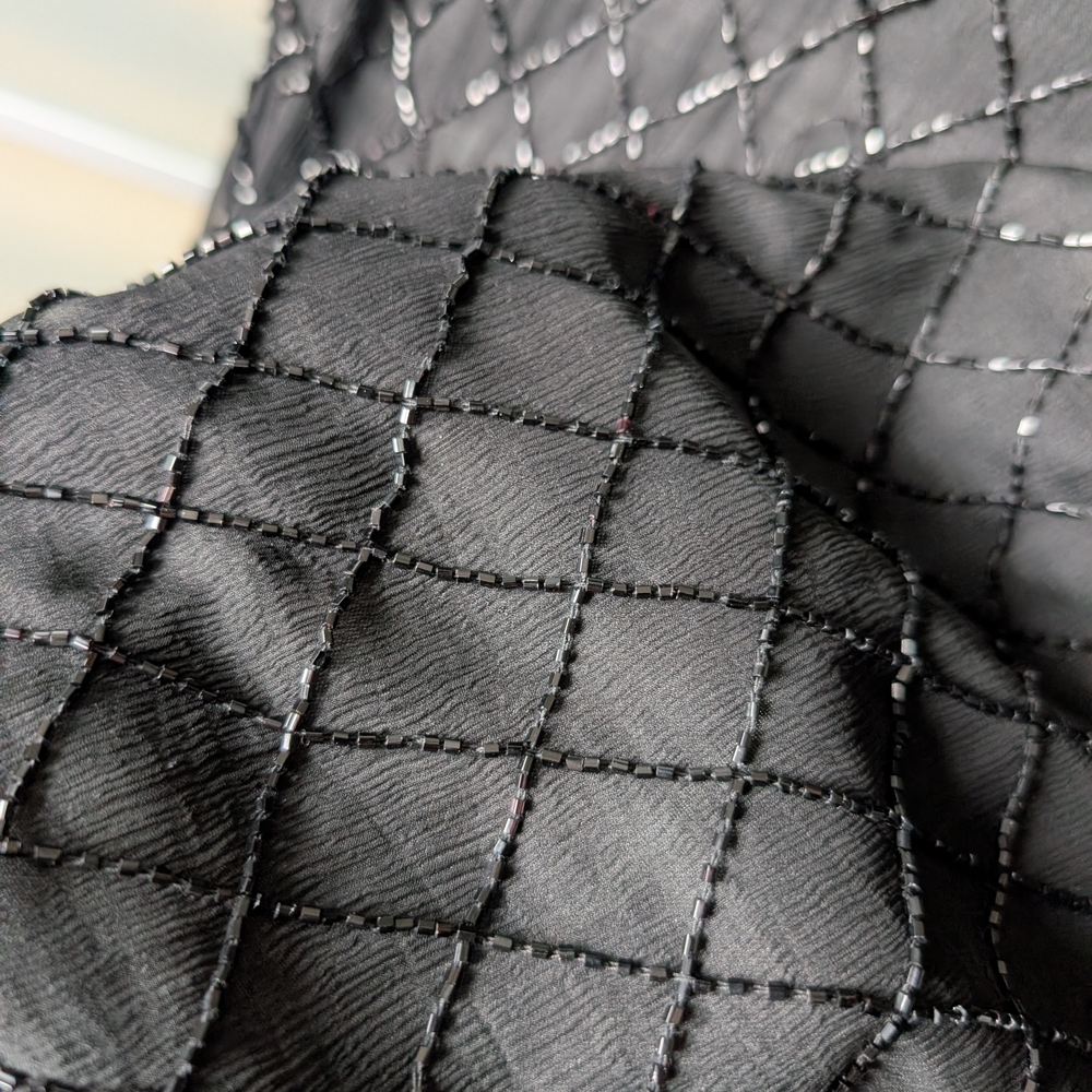 📼 Vintage Black Beaded Embellished Evening Jacket - Medium - Picture 9 of 15